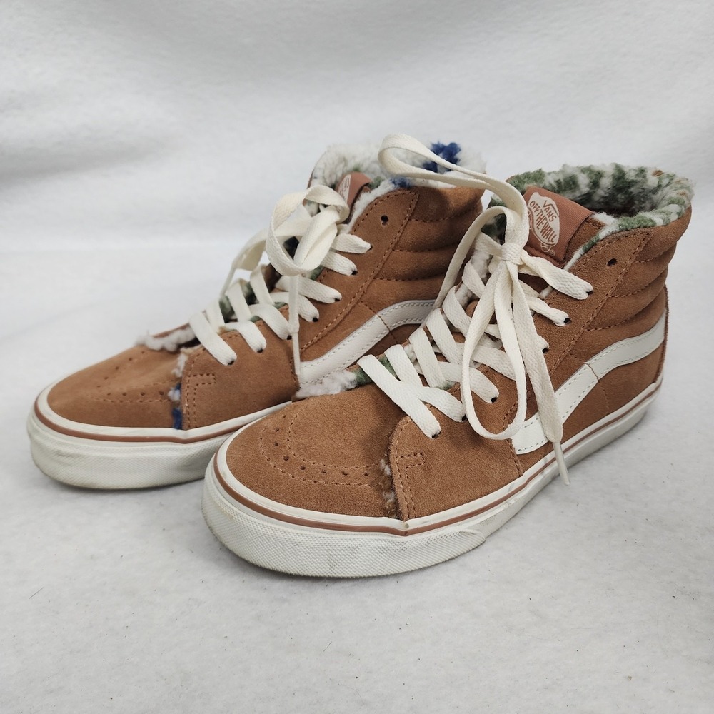 Vans Sk8-Hi Unisex M 4.5 W6 Skateboard Shoes Sunburn Brown Suede Sherpa Sneaker